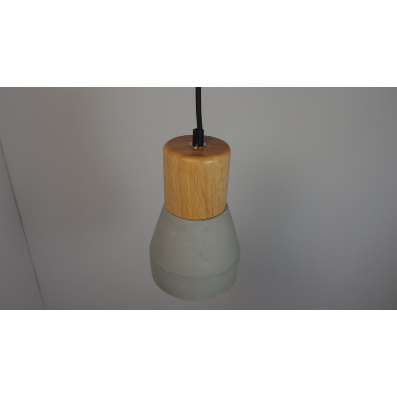 Lampa wisząca betonowa Concrete | Loftowa lampa z drewnem - Step