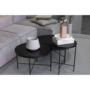 Stolik kawowy Tre 90cm czarny dąb | Nordifra - Elegancki design