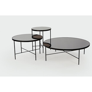 Stolik kawowy szklany Tre 90cm Lustro Tytanowe Nordifra - Elegancki Design