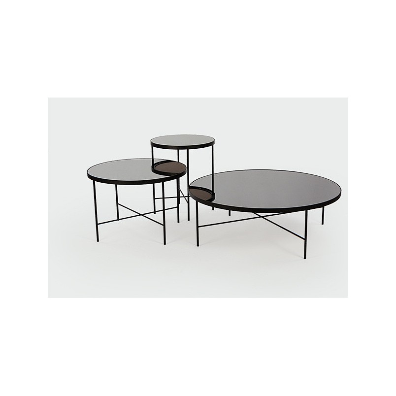 Stolik kawowy szklany Tre 90cm Lustro Tytanowe Nordifra - Elegancki Design