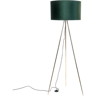Lampa podłogowa trójnóg z abażurem Inga zielono-złota Zumaline