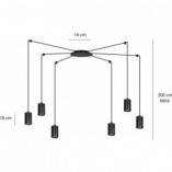 Lampa Wisząca "Pająk" Regulowana Traker VI Czarna - Emibig