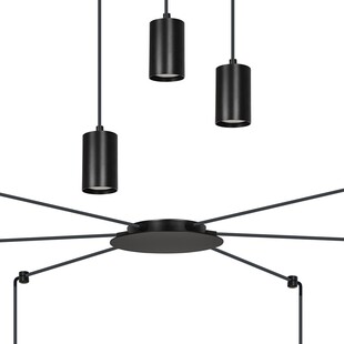 Lampa Wisząca "Pająk" Regulowana Traker VI Czarna - Emibig