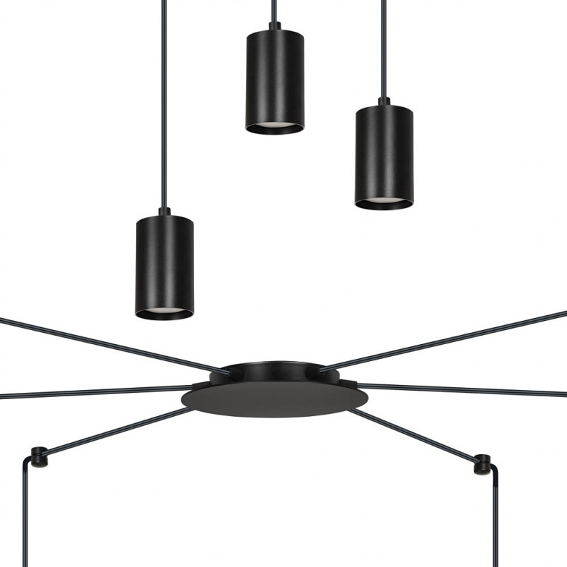 Lampa Wisząca "Pająk" Regulowana Traker VI Czarna - Emibig
