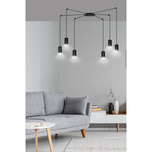 Lampa Wisząca "Pająk" Regulowana Traker VI Czarna - Emibig