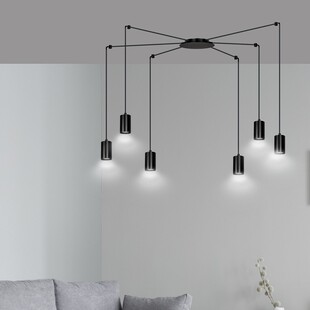 Lampa Wisząca "Pająk" Regulowana Traker VI Czarna - Emibig