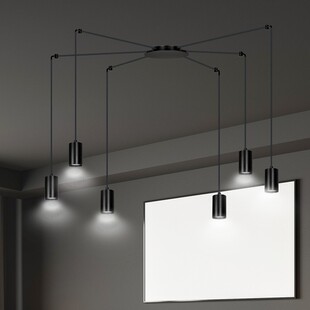 Lampa Wisząca "Pająk" Regulowana Traker VI Czarna - Emibig