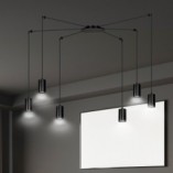 Lampa Wisząca "Pająk" Regulowana Traker VI Czarna - Emibig