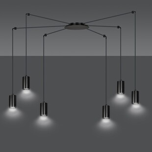 Lampa Wisząca "Pająk" Regulowana Traker VI Czarna - Emibig