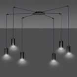 Lampa Wisząca "Pająk" Regulowana Traker VI Czarna - Emibig