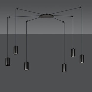 Lampa Wisząca "Pająk" Regulowana Traker VI Czarna - Emibig