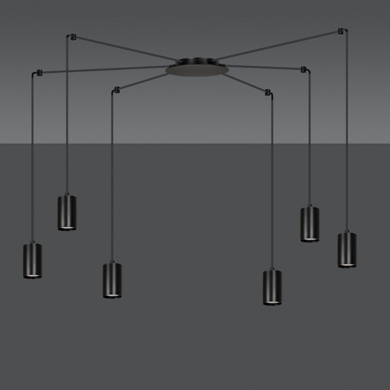 Lampa Wisząca "Pająk" Regulowana Traker VI Czarna - Emibig
