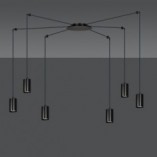 Lampa Wisząca "Pająk" Regulowana Traker VI Czarna - Emibig