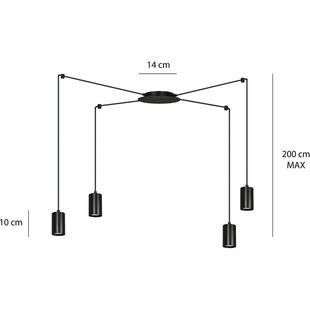 Lampa wisząca "Pająk" Traker IV czarna Emibig | Sklep Lamp