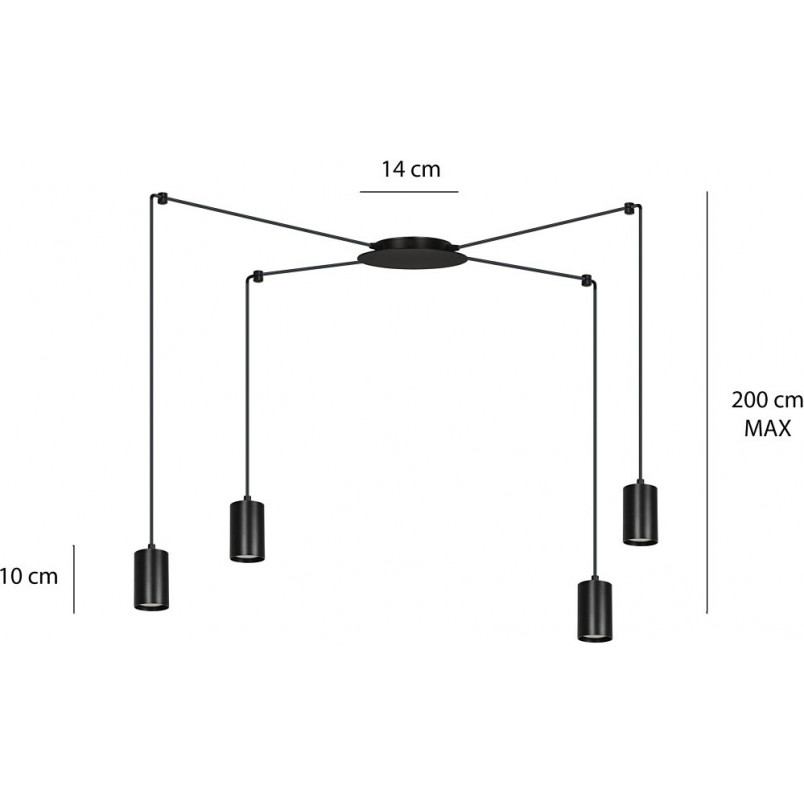 Lampa wisząca "Pająk" Traker IV czarna Emibig | Sklep Lamp