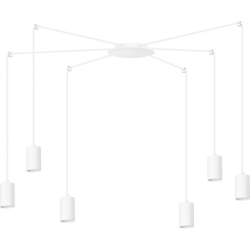 Lampa Wisząca Pająk Biała Emibig Traker VI - Regulowana | Sklep Lamp
