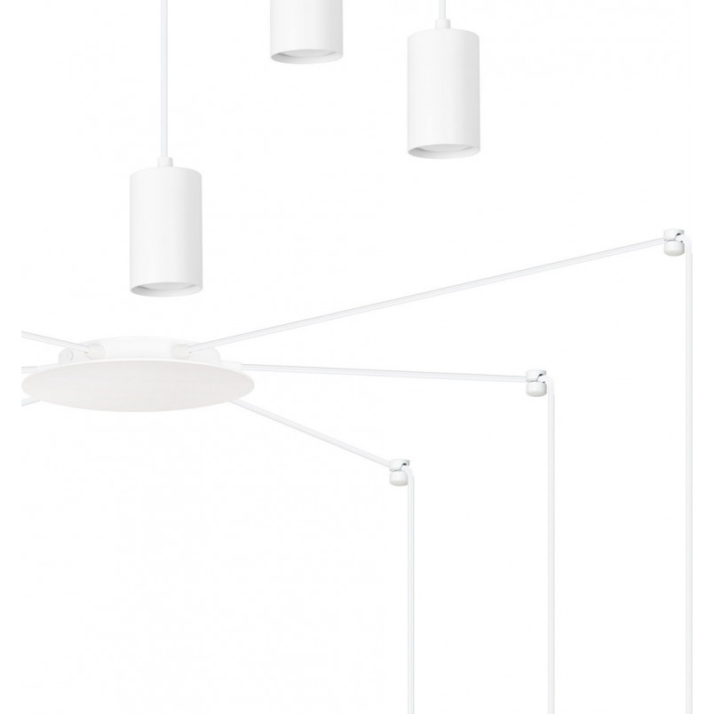 Lampa Wisząca Pająk Biała Emibig Traker VI - Regulowana | Sklep Lamp