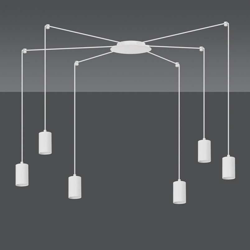 Lampa Wisząca Pająk Biała Emibig Traker VI - Regulowana | Sklep Lamp