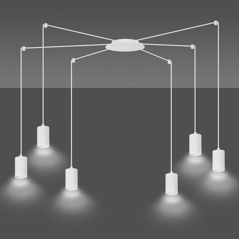 Lampa Wisząca Pająk Biała Emibig Traker VI - Regulowana | Sklep Lamp