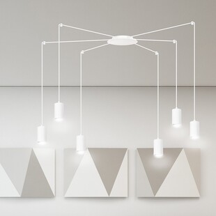 Lampa Wisząca Pająk Biała Emibig Traker VI - Regulowana | Sklep Lamp