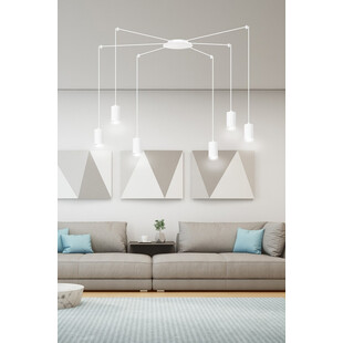 Lampa Wisząca Pająk Biała Emibig Traker VI - Regulowana | Sklep Lamp