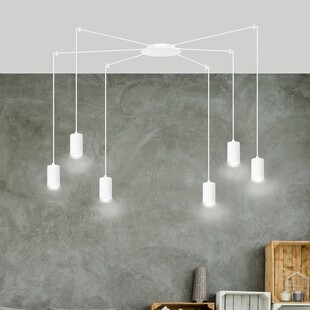 Lampa Wisząca Pająk Biała Emibig Traker VI - Regulowana | Sklep Lamp