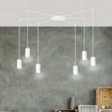 Lampa Wisząca Pająk Biała Emibig Traker VI - Regulowana | Sklep Lamp
