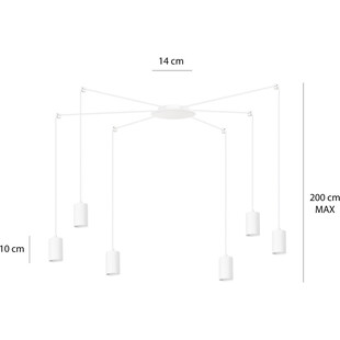Lampa Wisząca Pająk Biała Emibig Traker VI - Regulowana | Sklep Lamp
