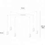 Lampa Wisząca Pająk Biała Emibig Traker VI - Regulowana | Sklep Lamp