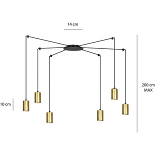 Lampa wisząca "Pająk" Glamour Traker VI - Emibig | Złoto