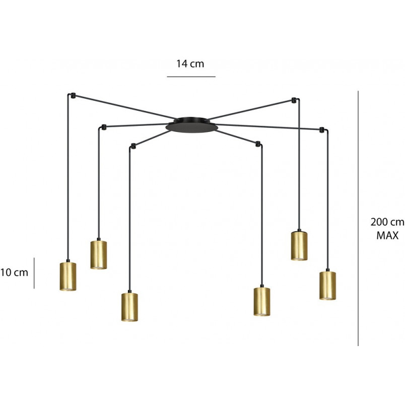 Lampa wisząca "Pająk" Glamour Traker VI - Emibig | Złoto
