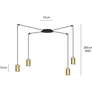 Lampa wisząca "Pająk" Glamour Emibig - Złoto i Czarno