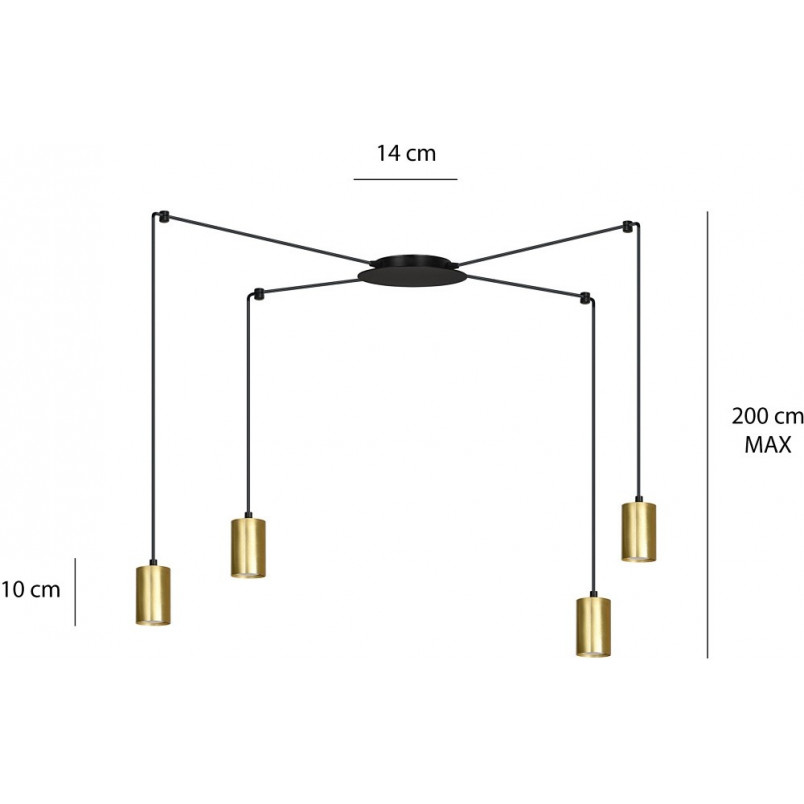Lampa wisząca "Pająk" Glamour Emibig - Złoto i Czarno