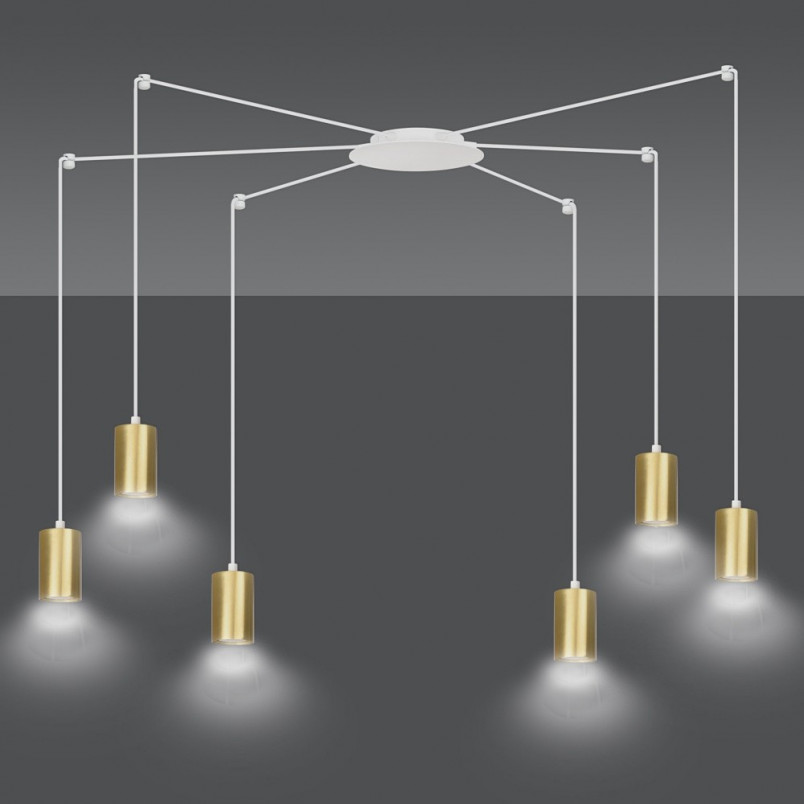 Lampa wisząca Pająk Glamour Emibig | Złoto-Biała