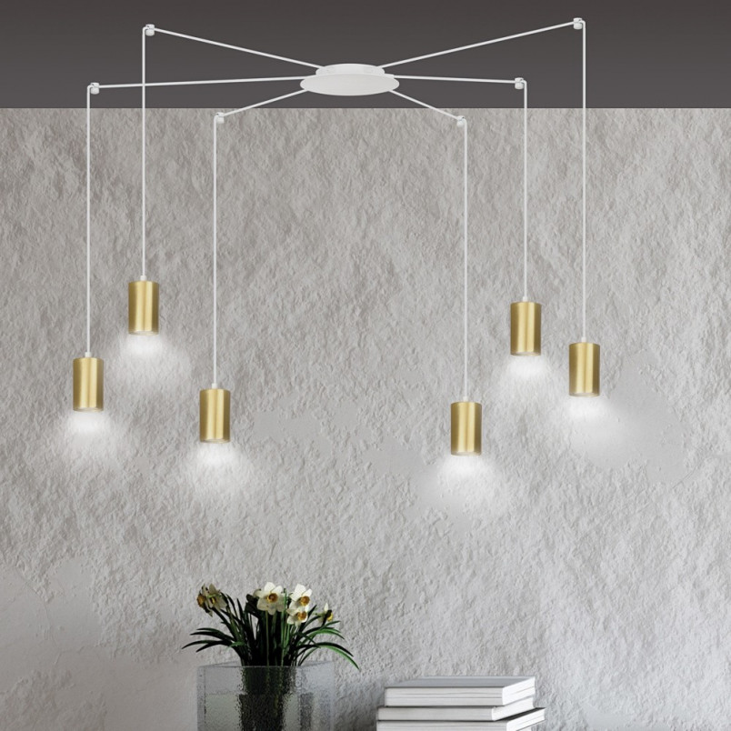 Lampa wisząca Pająk Glamour Emibig | Złoto-Biała