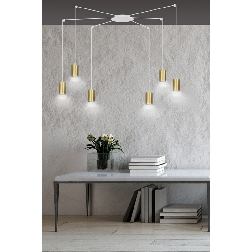 Lampa wisząca Pająk Glamour Emibig | Złoto-Biała