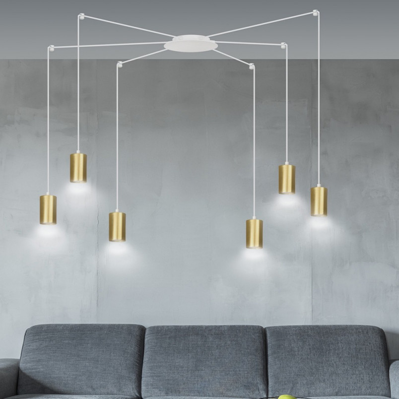 Lampa wisząca Pająk Glamour Emibig | Złoto-Biała