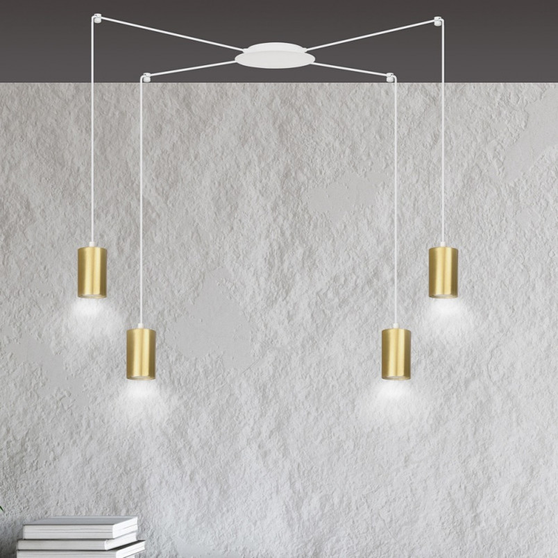 Lampa wisząca "Pająk" glamour Emibig - Złoto i BIAŁY