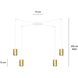 Lampa wisząca "Pająk" glamour Emibig - Złoto i BIAŁY