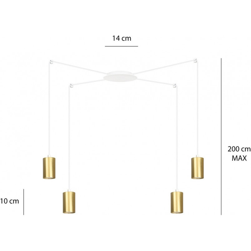 Lampa wisząca "Pająk" glamour Emibig - Złoto i BIAŁY