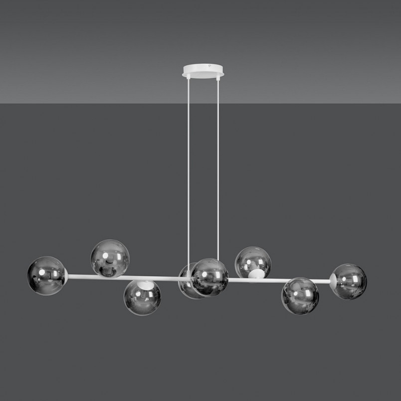 Lampa wisząca Rossi VIII - szkło biało-grafitowe | Emibig
