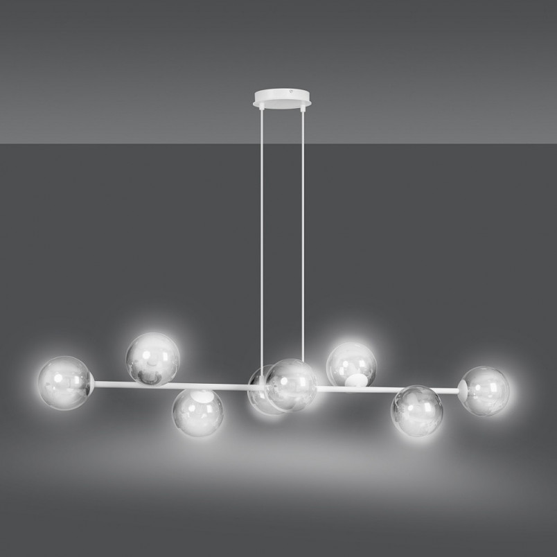 Lampa wisząca Rossi VIII - szkło biało-grafitowe | Emibig