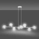 Lampa wisząca Rossi VIII - szkło biało-grafitowe | Emibig