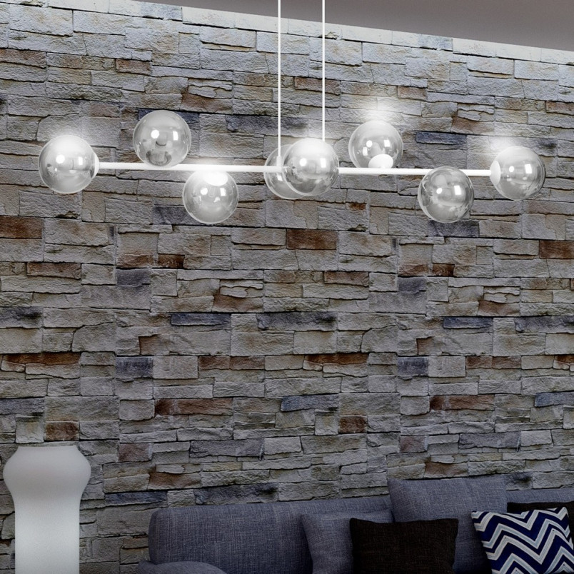 Lampa wisząca Rossi VIII - szkło biało-grafitowe | Emibig