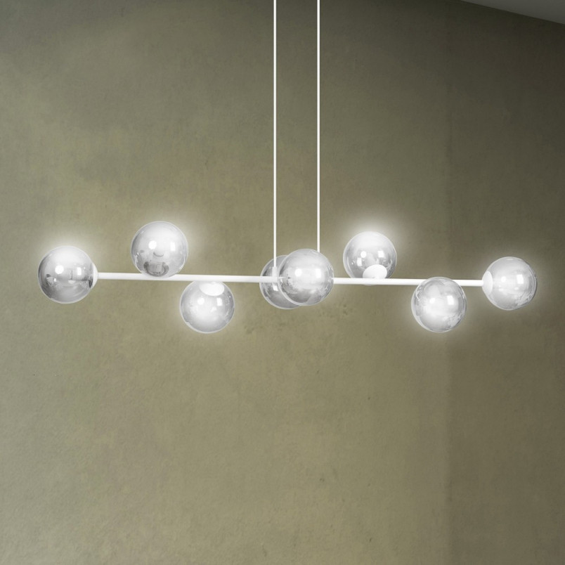 Lampa wisząca Rossi VIII - szkło biało-grafitowe | Emibig