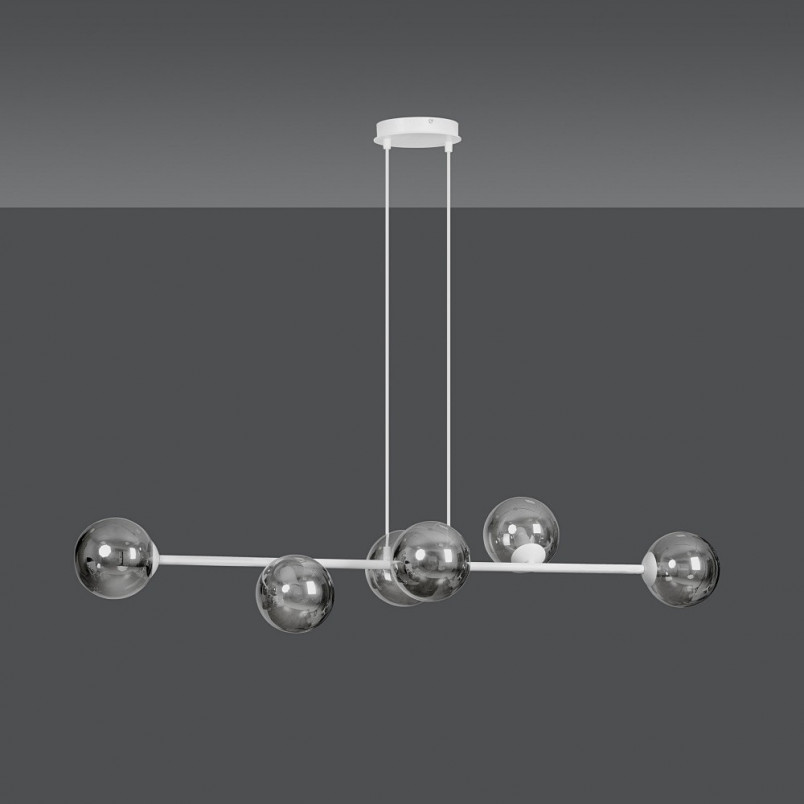 Lampa wisząca Rossi VI - szklane kule, biało-grafitowa | Emibig