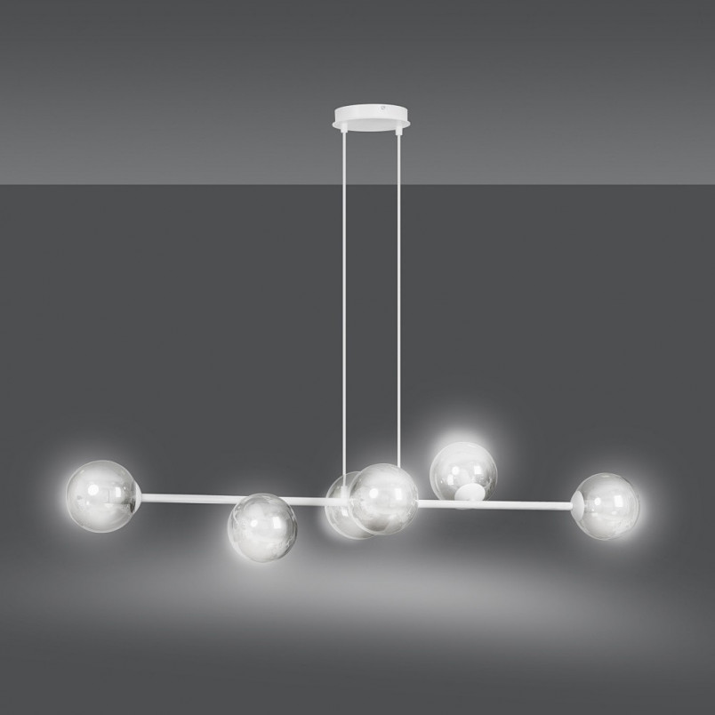 Lampa wisząca Rossi VI - szklane kule, biało-grafitowa | Emibig