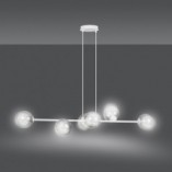 Lampa wisząca Rossi VI - szklane kule, biało-grafitowa | Emibig