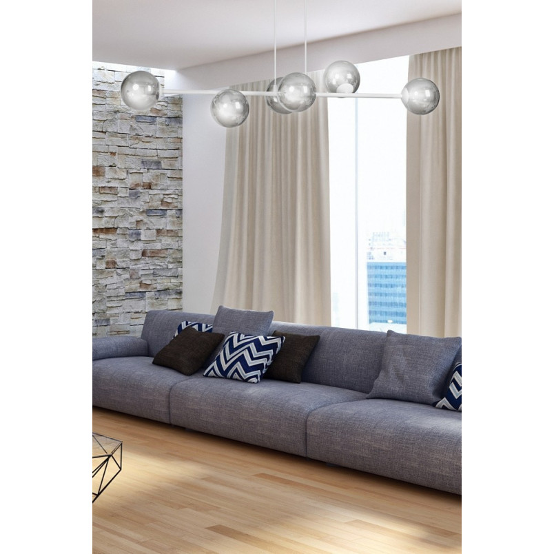 Lampa wisząca Rossi VI - szklane kule, biało-grafitowa | Emibig