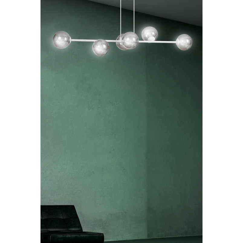 Lampa wisząca Rossi VI - szklane kule, biało-grafitowa | Emibig